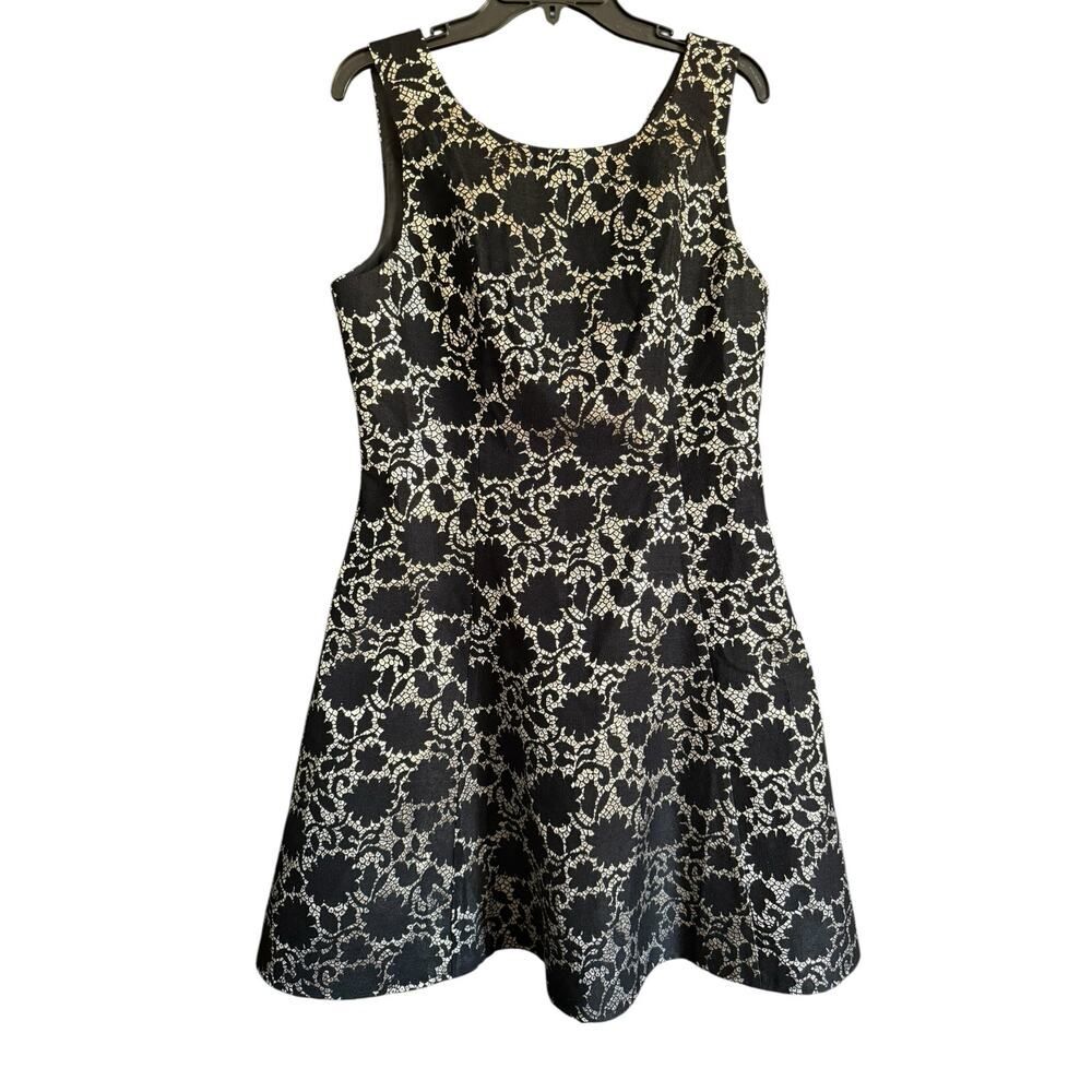 Mod Cloth Black and Gold Sleeveless Fit & Flare Dress Size Large